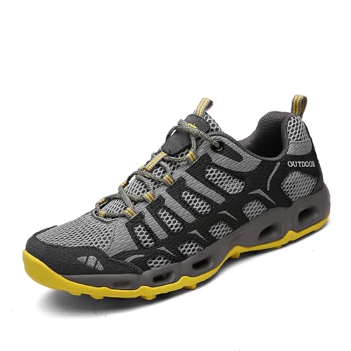 AONETIGER Wanderschuhe Herren Damen Wasserdicht Outdoorschuhe rutschfeste Bergschuhe Leicht Atmungsaktiv Laufschuhe (Größe 40EU,Tiefes Grau) von AONETIGER