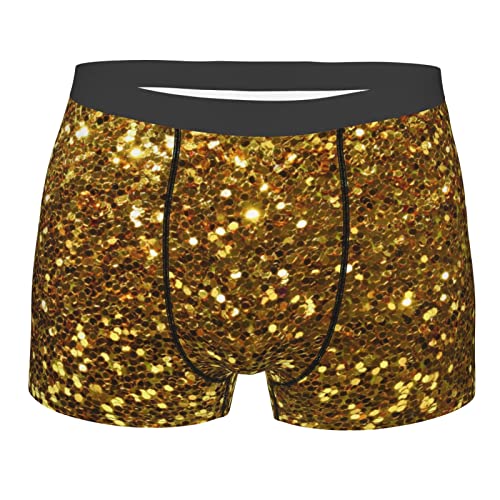 AOOEDM Herren-Boxershorts mit goldenen Pailletten, Bedruckte, weiche Herrenunterwäsche, bequemer, atmungsaktiver kurzer Trunk von AOOEDM