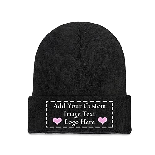 AOOEDM Personalisierte Beanie benutzerdefinierte Hüte für Männer Frauen benutzerdefinierte Text/Foto Stricken Cuffed Beanie Skull Cap von AOOEDM