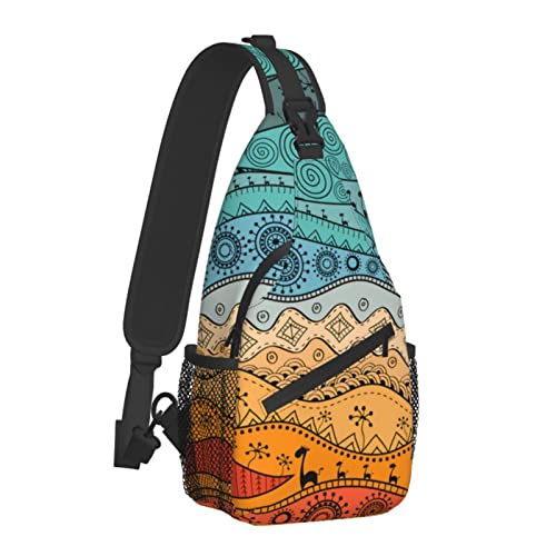 African Ethno Tribal Sling Bag für Damen Herren, Umhängetaschen Casual Sling Rucksack Brusttasche Reisen Wandern Daypack für Outdoor von AOOEDM