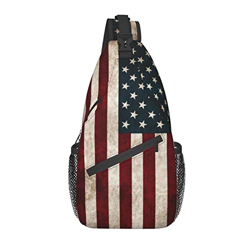 Amerikanische Flagge Crossbody Sling Rucksack Sling Bag Reise Wandern Brusttasche Daypack von AOOEDM