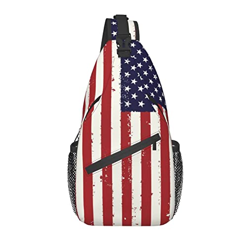 Amerikanische Flagge Crossbody Sling Rucksack Sling Bag Reise Wandern Brusttasche Daypack von AOOEDM