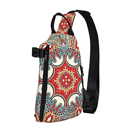 Anti-Diebstahl-Sling-Brusttasche, Schulterrucksack, traditionelles Blumen-Paisley-Bandana-Muster, Crossbody-Taschen, Sportsack, leichte Sling-Tasche für Männer, Frauen, Reisen, Fitnessstudio, Sport, von AOOEDM