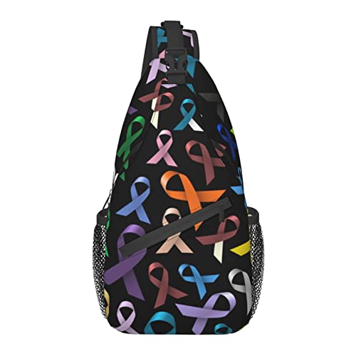 Anti-Diebstahl Sling Chest Bag Schulterrucksack Kompatibel mit Cancer Awareness Ribbon Umhängetaschen Gym Sack, Leichte Sling Bag für Männer Frauen Reisen Fitnessstudio Sport Wandern von AOOEDM