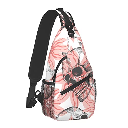 Anti-Diebstahl Sling Chest Bag Schulterrucksack Sugar Skulls Umhängetaschen Gym Sack, Leichte Sling Bag für Männer Frauen Reisen Fitnessstudio Sport Wandern von AOOEDM