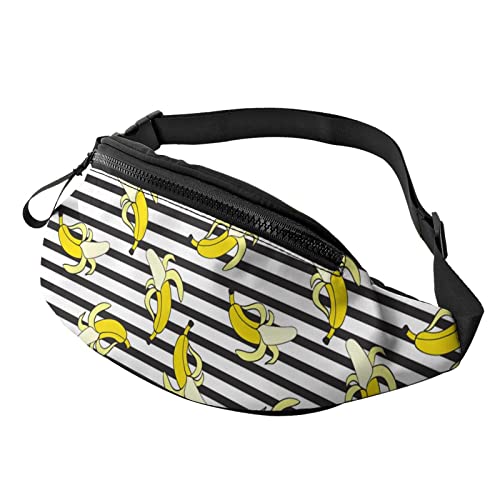 Banana Black White Stripes Gürteltasche Sport Casual Hüfttasche für Damen Herren Modisch von AOOEDM