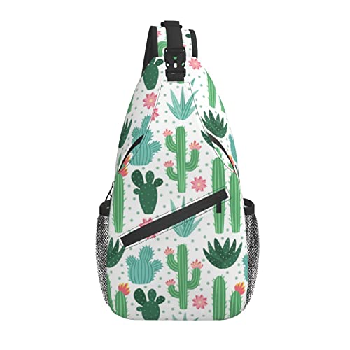 Cactus Pattern Sling Bag Crossbody Sling Rucksack Brusttasche Tagesrucksack Reisen Wandern Umhängetasche für Männer Frauen von AOOEDM