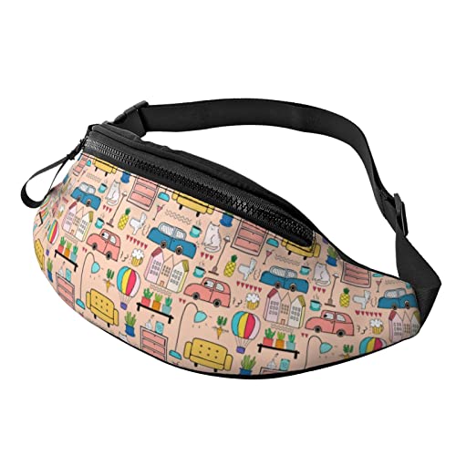 Cartoon Trucks and Cars Fanny Pack Bum Bag Waist Bags with Adjustable Waist Straps for Women Men Boys Girls von AOOEDM