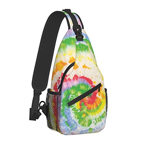 Circle Tie Dye Swirl Sling Rucksack für Damen Herren, Reisen, Wandern, Tagesrucksack, Umhängetasche, Umhängetasche, lässige Sling-Taschen im Freien von AOOEDM