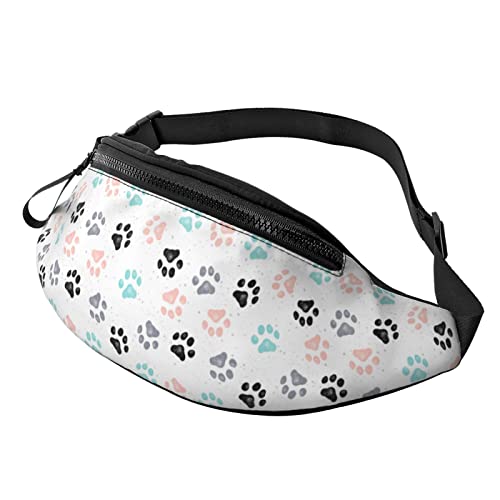 Cute Animal Dog Paw Print Fanny Pack Hiking Waist Bag for Women Men Adjustable Belt Fashion Waist Bag for Traveling Casual Running Cycling von AOOEDM