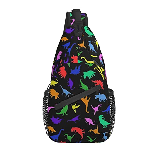 Dinosaurier-Schultertasche, niedlicher Dino, lässiger Crossbody-Schulterrucksack, Brust-Tagesrucksack für Männer, Frauen, Reisen, Sport, Wandern, Fitnessstudio von AOOEDM