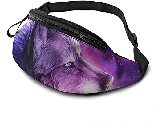 Fanny Pack for Men Women - Wolf Staring Waist Pack Bag with Headphone Hole - Lightweight Hip Bum Bag Belt Bag with Adjustable Strap for Workout Vacation von AOOEDM