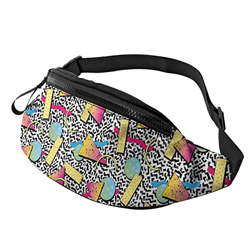 Fashion Casual 80s 90s Geometric Pattern Theme Fanny Pack Bum Bag Waist Bags with Adjustable Waist Straps for Women Men Boys Girls von AOOEDM