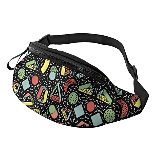 Fashion Casual 80s 90s Geometric Pattern Theme Fanny Pack Bum Bag Waist Bags with Adjustable Waist Straps for Women Men Boys Girls von AOOEDM