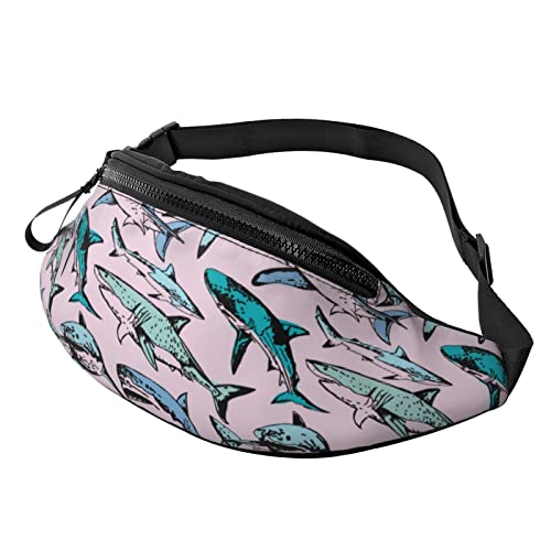 Fashion Shark Sharks Fanny Pack Hiking Waist Bag for Women Men Adjustable Belt Fashion Waist Bag for Traveling Casual Running Cycling von AOOEDM