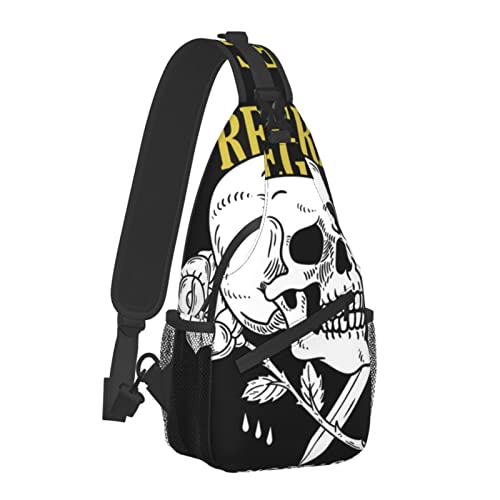 Fashion Sling Rucksack für Jungen Herren Skull Rose Knife Phrase Print Crossbody Umhängetasche Anti-Diebstahl-Sporttasche mit verstellbarem Riemen zum Wandern Radfahren von AOOEDM