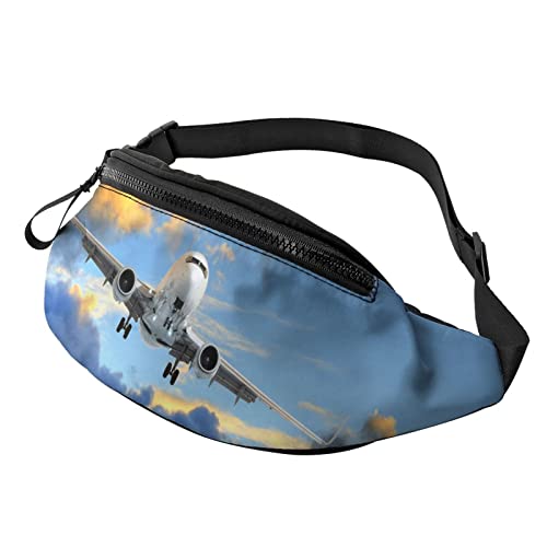 Flugzeug Blue Sky Flugzeug Wolken Bauchtasche Sport Casual Hüfttasche für Damen Herren Modisch von AOOEDM