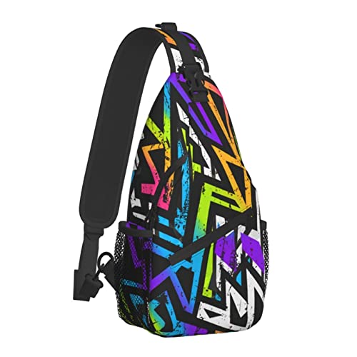 Graffiti-Muster mit Grunge-Effekt Umhängetasche für Damen und Herren, Crossbody-Schultertaschen, lässiger Sling-Rucksack, Brusttasche, Reisen, Wandern, Tagesrucksack für den Außenbereich von AOOEDM