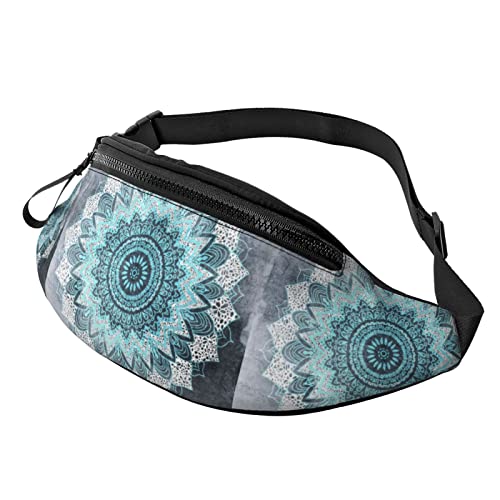 Gürteltasche für Frauen Männer Bohochic Mandala in Blau Workout Gürteltasche Geldbörse Fitness Gürteltasche von AOOEDM