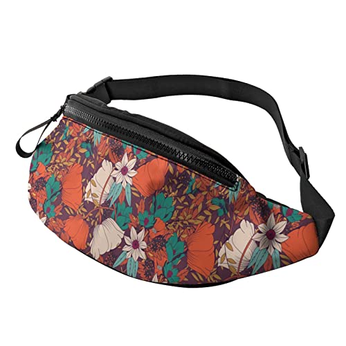 Handgezeichnete Blumen Bauchtasche Sport Casual Hüfttasche für Damen Herren Modisch von AOOEDM