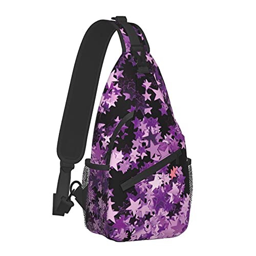 Herren Umhängetasche Anti-Diebstahl-Schulterrucksack Lustige und strapazierfähige Brusttaschen Purple Star zum Angeln Radfahren Wandern Einheitsgröße von AOOEDM