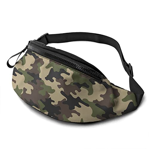 Lässige Gürteltasche für Männer und Frauen, camogrüne Gürteltasche mit verstellbarem Gürtel für Reisen, Sport, Laufen von AOOEDM