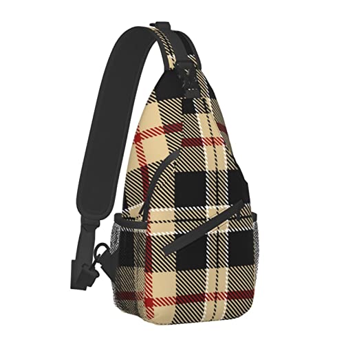 Leichter Sling-Schulterrucksack für Herren, Schottenmuster, Umhängetasche, verstellbare Sporttaschen, große Kapazität, Brusttasche mit verstellbarem Schultergurt von AOOEDM