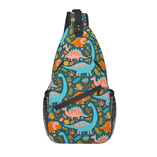 Lustige Dinosaurier Sling Bag Casual Crossbody Schulterrucksack Brust Casual Daypack Dino Bag für Outdoor von AOOEDM