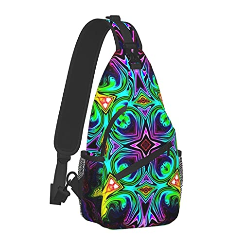 Männer und Frauen Sling Bag Chest Daypack Tie Dye Aquarell Klassisches Kaleidoskop Schulterrucksack Crossbody für Wandern Camping Laufen Anti-Diebstahl-Rucksack mit großer Kapazität, Einheitsgröße von AOOEDM