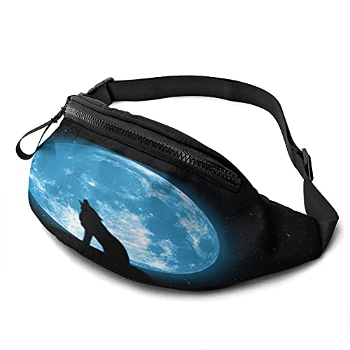 Moon Night Sky Star Shadow Wolf Bauchtasche für Damen Herren Mode Gürteltasche Hüfttasche mit verstellbarem Gürtel für Reisen im Freien Sport Laufen von AOOEDM