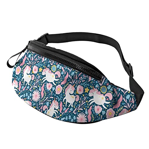 Niedliche Einhorn-Gürteltasche mit Blumenmuster, sportlich, lässig, für Damen und Herren, modisch von AOOEDM