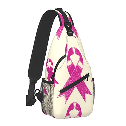 Sling Bag Brustkrebs Bewusstsein Pink Crossbody Rucksack für Männer Jungen, Leichte Umhängetasche Anti-Diebstahl Sporttasche für Wandern Reisen Radfahren von AOOEDM