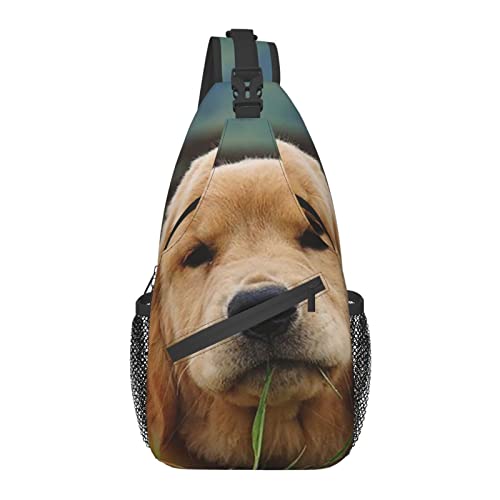 Sling Bag Schulterrucksäcke für Herren, kompatibel mit Golden Retriever Hundebrusttaschen, Anti-Diebstahl-Umhängetasche, Mehrzweck-Tagesrucksäcke für Wandersport, für Teenager von AOOEDM