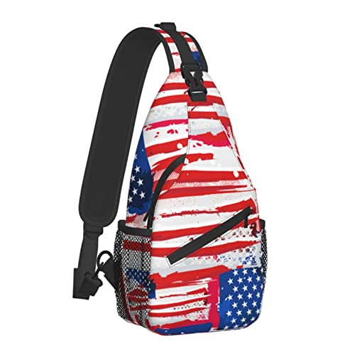 USA-Flaggen-Umhängetasche für Damen und Herren, patriotische Crossbody-Schultertaschen, lässiger Sling-Rucksack, Brusttasche, Reisen, Wandern, Tagesrucksack für den Außenbereich von AOOEDM