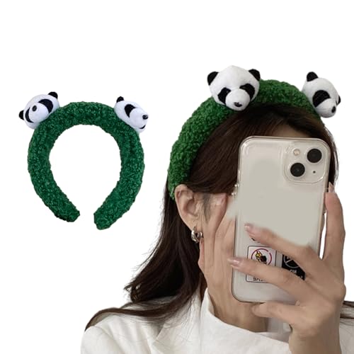 AOOOWER Niedlicher Panda-Cosplay-Tierohren-Kopfbedeckung, Halloween-Haarband, Cartoon-Tier-Kopfbedeckung, Kostüm-Zubehör, Stirnband zum Waschen des Gesichts für Frauen von AOOOWER