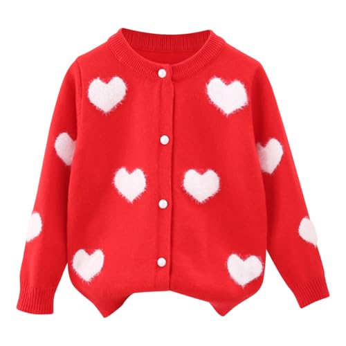 AOOPOO Mädchen Rundhals Cardigan Langarm Strickjacke Pullover mit Knöpfen und Süße Herzmuster Kinder Mode Leichter Strickpullover Top Warme Strickwaren Frühling Herbst Kleidung für Mädchen 2-9 Jahre AOOPOO Mädchen Rundhals Cardigan Langarm Strickjacke Pullover mit Knöpfen und Süße Herzmuster Kinder Mode Leichter Strickpullover Top Warme Strickwaren Frühling Herbst Kleidung für Mädchen 2-9 Jahre von AOOPOO