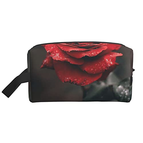 Kosmetiktasche mit Totenkopf-Motiv, bedruckt, mit Reißverschluss, für Damen, Make-up-Tasche, Kulturbeutel, Zubehör-Organizer, Rosenblüte, Einheitsgröße von AORYGGS