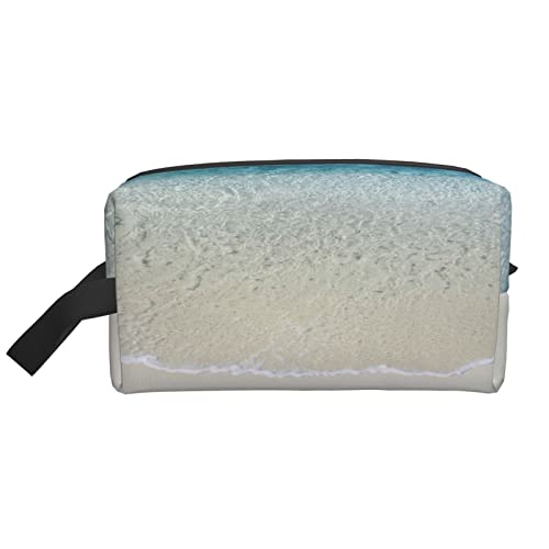 Kosmetiktasche mit Weihnachtsmann-Motiv, bedruckt, mit Reißverschluss, für Damen, Make-up-Tasche, Kulturbeutel, Zubehör-Organizer, Beach Clear Sea Sand, Einheitsgröße von AORYGGS