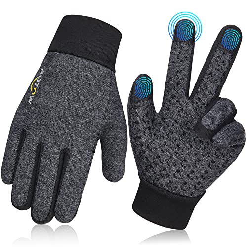 AOTOW Handschuhe Kinder Wasserdicht Winterhandschuhe Touchscreen: Fahrrad Fahrradhandschuhe Warm Radhandschuhe Thermo Winddicht Ski Sport Outdoor mit Anti-Rutsch für 8-10 Jahre Jungen Mädchen von AOTOW