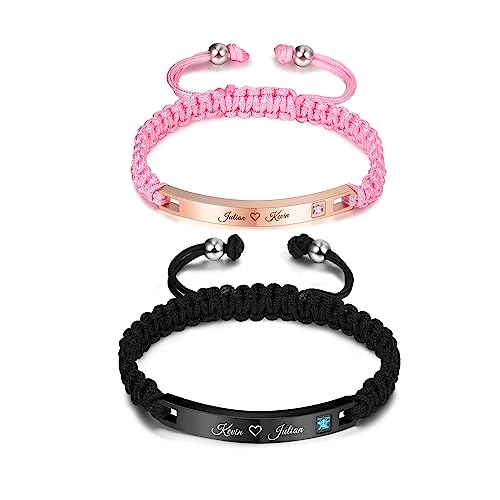 AOTXOXTOA Personalisierte Armband Namensschild Graviert für Frauen Männer Mädchen Jungen Paare Liebhaber Fußkettchen Einstellbare Handmade Schmuck Geflochtene Seil Edelstahl Tag von AOTXOXTOA