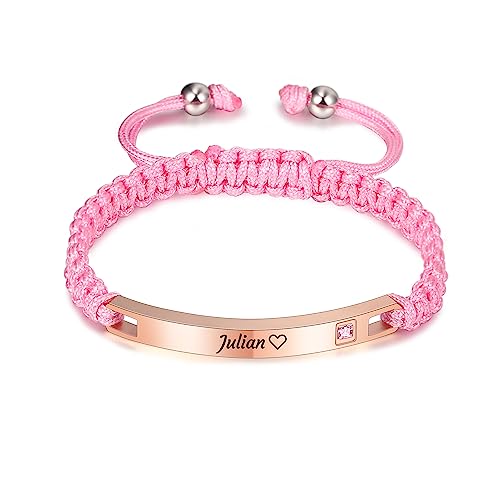 AOTXOXTOA Personalisierte Armband Namensschild Graviert für Frauen Männer Mädchen Jungen Paare Liebhaber Fußkettchen Einstellbare Handmade Schmuck Geflochtene Seil Edelstahl Tag von AOTXOXTOA