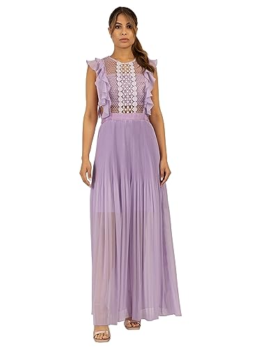 APART Abendkleid aus semitransparentem Georgette und transparenter Netzware, lila, 36 von APART Fashion