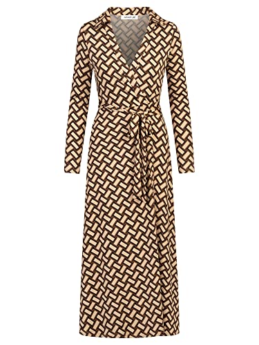 APART Fashion Damen Jerseykleid Mit Geometrischem Print Dress, Schwarz-Camel-beige, 40 EU von APART Fashion