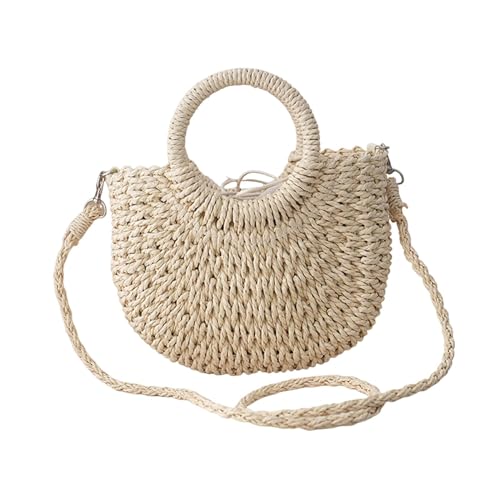 APLVFFZH Gewebte Tasche Einkaufstasche mit Griff Geldbörse Schultertasche Frauen, Beige von APLVFFZH