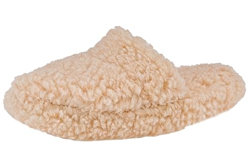 APREGGIO Hausschuhe für Herren und Damen | Unisex Slippers Weiche Wollhausschuhe aus 100% Wolle | Warme Hüttenschuhe für den Winter | Pantoffeln | Beige 39/40 EU von APREGGIO