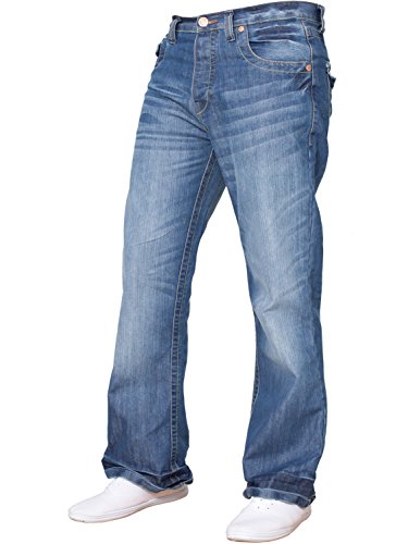 Herren-Jeans, Bootcut-Schnitt, ausgestelltes Bein, weit, blaue Denim-Jeans Gr. 38W x 30L, Light Wash A42 von APT