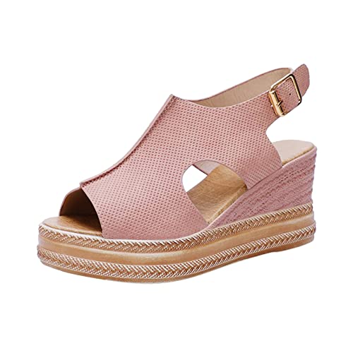 AQ899 Ladies Hollow Out Wedge Sandals Pu Leather Open Toe Shoes Slope Heel Buckle Strap Slippers Women Summer Sport Shoes Party Wedding Shoes von AQ899