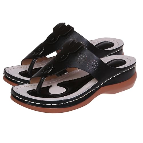 AQ899 Women Orthopedic Flip Flops Wedge Heel Slip on T-shaped Beach Sandals Summer Indoor Outdoor Shoes Arch Support Toe Separator von AQ899