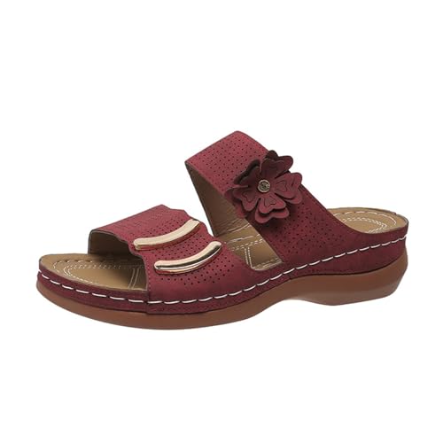 AQ899 Women Platform Orthopaedic Sandals Summer Wedge Heel Leather Slippers Non-Slip Beach Slip-on Sandals with Rubber Sole von AQ899