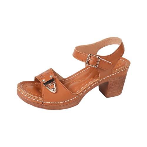 AQ899 Women Square Heel Sandal with Buckle Straps Ladies Open Toe Slingback Shoes Chunky Heels Slippers Mid Low Heels Orthopedic Shoes Party Sandals von AQ899